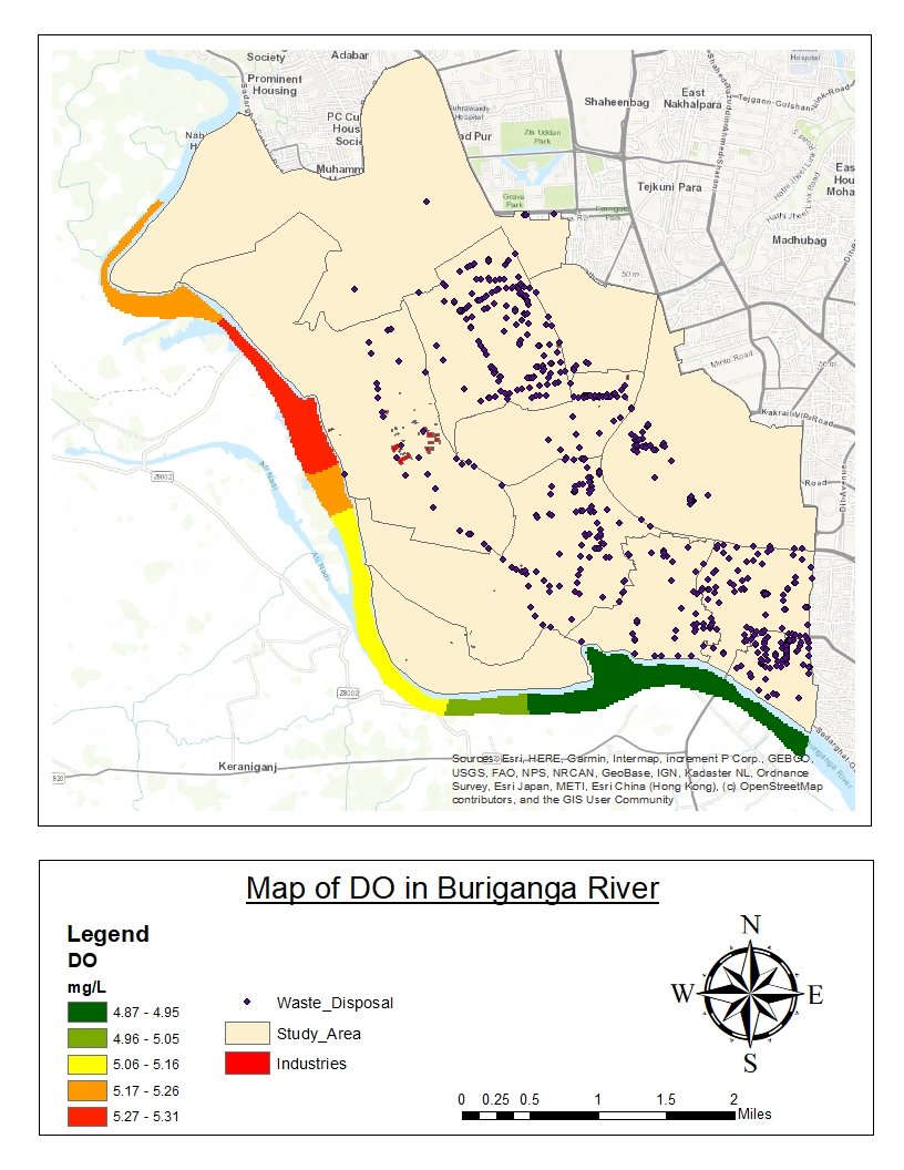 Map of Dissolved Oxygen (DO) in the Buriganga River