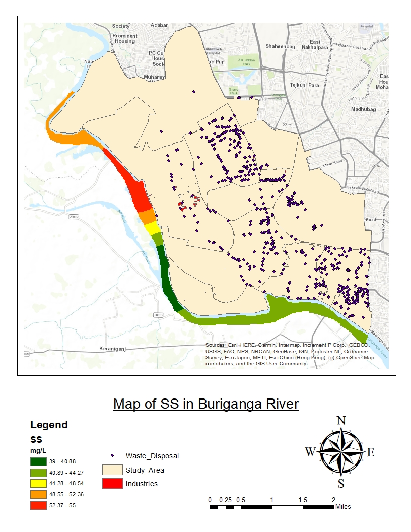 Map of Suspended Solids (SS) in the Buriganga River