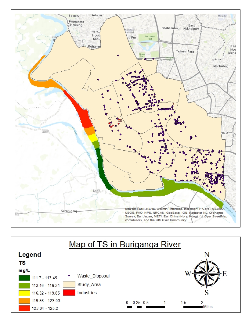 Map of Total Solids (TS) in the Buriganga River